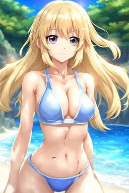 Swimsuit Girl with blonde hairs, anime style