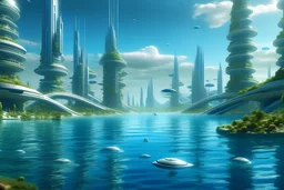 miasto przyszłości na wodnej planecie