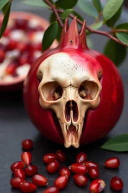 Half a pomegranate.From red head skulls