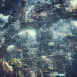 close-up Tokyo inside a biodome floating in outer space, 8k resolution, high-quality, fine-detail, intricate, digital art, detailed matte, volumetric lighting, illustration, 3D octane render, brian froud, howard lyon, selina french, anna dittmann, annie stokes, lisa parker, greg rutowski