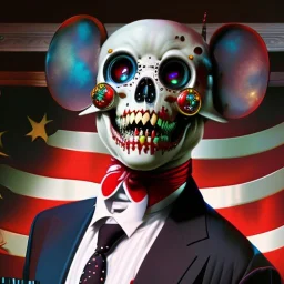 zombie mickey mouse hybrid, photorealism, movie screen capture, horror, sci-fi, retrofuturism,