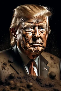 president donald trump as a pig covered in feces