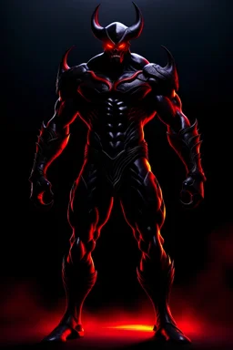 Full body picture of a demon super hero that can control shadows