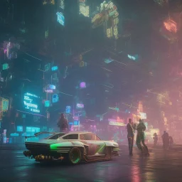 photo quality, unreal engine render, highest quality, stop-motion animation, vivid neon colors, cyberpunk 2077, web analysis, business development, electronic, deep colors in a dark setting background,IT