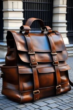 Oversized brown leather satchel type bag