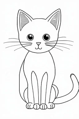 blank colouring book, simple picture for toddlers, cat