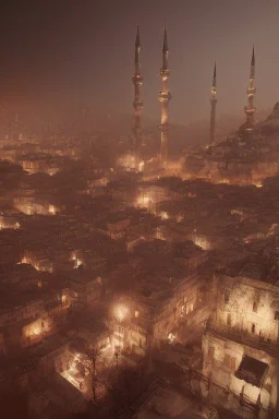 Istanbul, steampunk, apocalypse, bokeh, hyper realistic