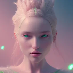 fairy, pink, green, beautiful, hyperrealism, masterpiece, expert, cinematic lighting, sharp focus, 8K, pastel, macro lens, octane render