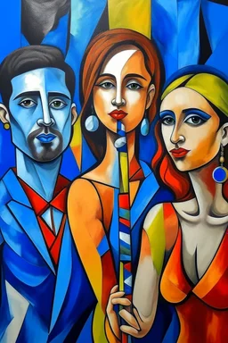 picasso style cubism 2 men 3 woman