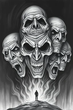 Nightmare in my mind, evil in many faces, Busch painting nightmare, thin line draw