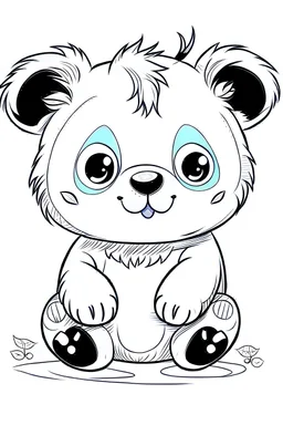 outline art for cute baby panda coloring page for kids, white background, sketch style, full body, only use outline, cartoon style, clean line art, no shadows, clear and well outlined
