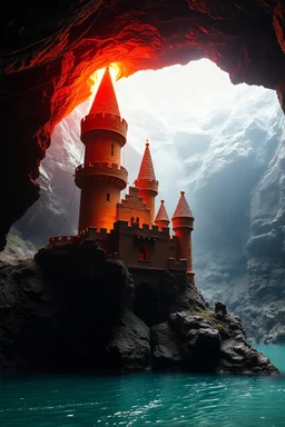Fire castle kingdom under lava pool