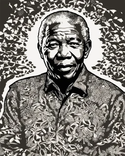 simple outlines art, bold outlines, clean and clear outlines, no tones color, no color, no detailed art, art full view, full body, wide angle, white background, Nelson Mandela