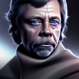 photorealistic jedi mark hamill Star Wars, sharp blue eyes, accurate details, render, cinematic lighting