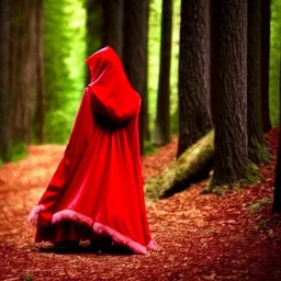 gorgeous, flirty red riding hood in the woods