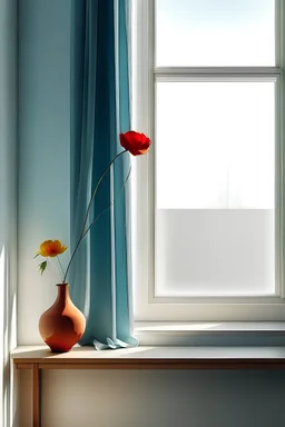 minimalist painting aesthetic Simpleand a window, Flower in Vase