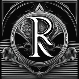 logo with the letter R end N, black and white