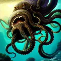 ultra detailed fullbody portrait of Kraken underwater, extremely detailed digital painting, intrincate, extremely detailed face,crystal clear Big eyes, in the style of rafael sanzio, mystical colors , perfectly centered image, perfect composition, rim light, beautiful lighting, 8k, stunning scene, raytracing