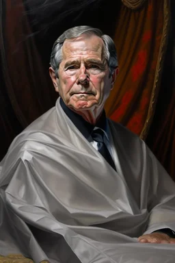 President George W. Bush painted as a bag of cocaine