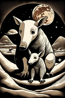 Prompt: real Aardvarks sit comfortably on the dark side of the moon