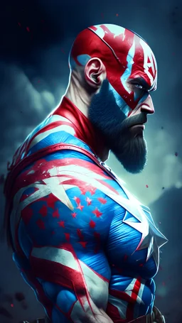Captain American as kratos surreal 8K image