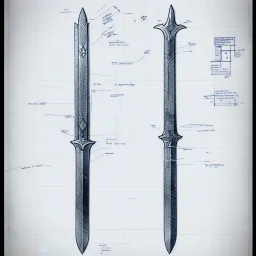 Full Blueprint sketch of one modern sword