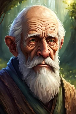 illustration {an old man, villager, fantasy} digital art, semi-realistic, fantasy