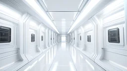 futuristic corridor, white colors