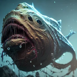 fluid ink angler fish creature, unreal engine 5, 8k resolution, photorealistic, ultra detailed