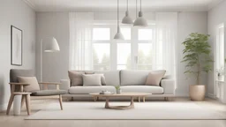 modern living room with sofa. scandinavian interior design furniture. 3d illustration
