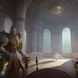 The magic king standing in his palace, mysterious, soft lighting, unreal engine 5 volumetric lighting, intricate details, realistic style, 8k resolution