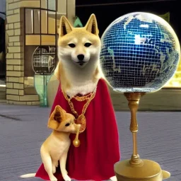 doge wizard holding disco globe