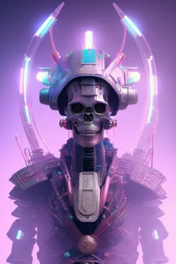 Futuristic Neon crystal skeleton samurai smoke