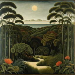 Sublime nature, Henri Rousseau, hyperrealistic, hypnotic, obsessive, real world