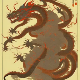 Ukiyo-e style art, dragon