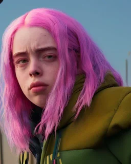 Billie Eilish, clip, photorealistic, 8k