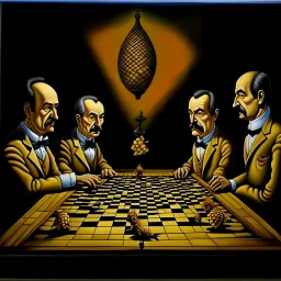 Poker Game: Jerome Bosch, M. C. Escher, Salvador Dali, Rene Magritte