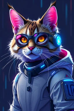 cyberpunk, cat, furry, cybercat furry human