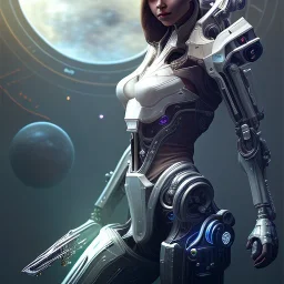 photo of a very very very very very very detailed cyborg assassin girl on a space ship, warframe armor, scifi, professionally color graded, interesting angle, sharp focus, 8 k high definition, insanely detailed, intricate, innocent, art by stanley lau and artgerm and h. r. giger