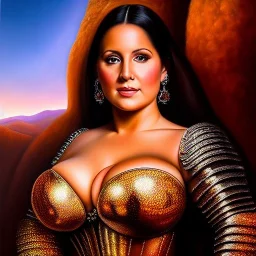 Ultra detailed fullbody Portrait in oil on canvas of beautiful busty Juana de arco with armor,intense stare,extremely detailed digital painting, extremely detailed face,crystal clear Big eyes, mystical colors ,perfectly centered image, perfect composition, rim light, beautiful lighting,masterpiece,8k, stunning scene, raytracing, anatomically correct, in the style of robert e howard and Ken Kelley and Ohrai Noriyoshi and Simon Bisley and tomzj1