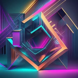 Create a visually striking geometry hi tech neonabstract composition that embodies the essence of luxury and craftsmanship