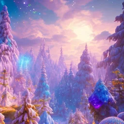 blu and violet landsacape with multicolored crystals falling from the sky, full of details, smooth, bright sunshine，soft light atmosphere, light effect，vaporwave colorful, concept art, smooth, extremely sharp detail, finely tuned detail, ultra high definition, 8 k, unreal engine 5, ultra sharp focus