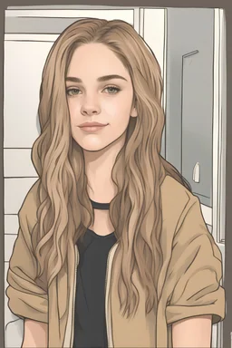 teenage girl, coloring her hair from dark brown to blonde, 90s bathroom, photorealistic