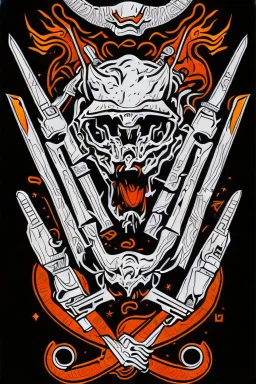 single hand in devil rock position, sticker logo vector art on white background, 4k