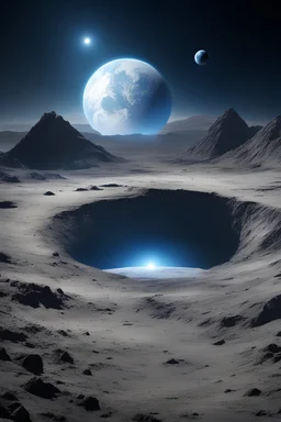 blue planet earth seen from secret alien base on the moon