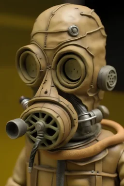 Stop motion puppet gas mask survivalist