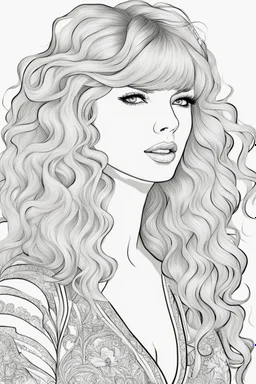 coloring pages of taylor swift for adults, Designs Black and white, No Shading