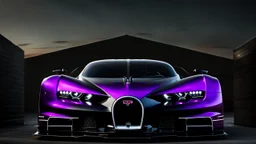 Super Evil purple and black Bugatti Centodieci merged with Hyper Sport, desktop wallpaper, 4K, Cinematic, rear view