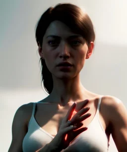 Ultra Realistic image portrait, medium shot view, woman making the fuck you finger gesture, highly detailed, unreal engine 5, RTX, ultra detail, volumetric lighting, finely drawn, high definition, high resolution.