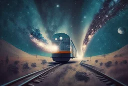 A train going into universe without rail.